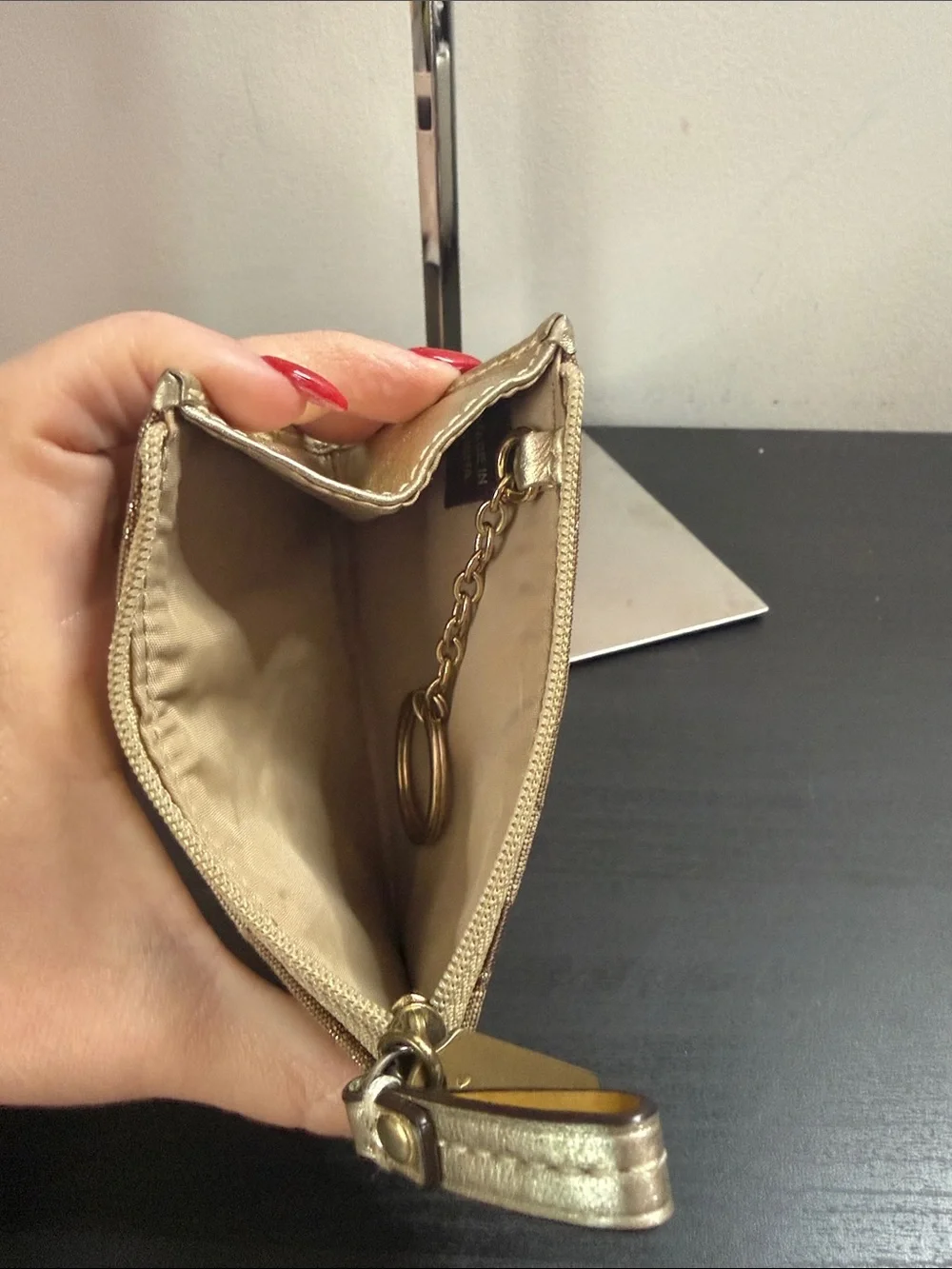 Coach Brown and Metallic Gold Signature Card Wallet with Limited Edition Tag